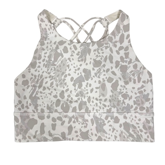 Lululemon | Free to Be High-Neck Longline Bra | 8 | Cheetah Camo Antique White - Picture 1 of 16